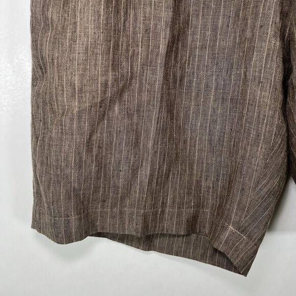 Banana Republic 100% Linen Shorts Mens Size 35 Brown Striped 11” Inseam Beemuda - Picture 5 of 13